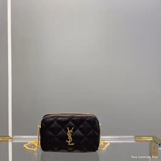 Tony Luxuries BECKY DOUBLE-ZIP LAMBSKIN IN QUILTED YSL POUCH 0611
